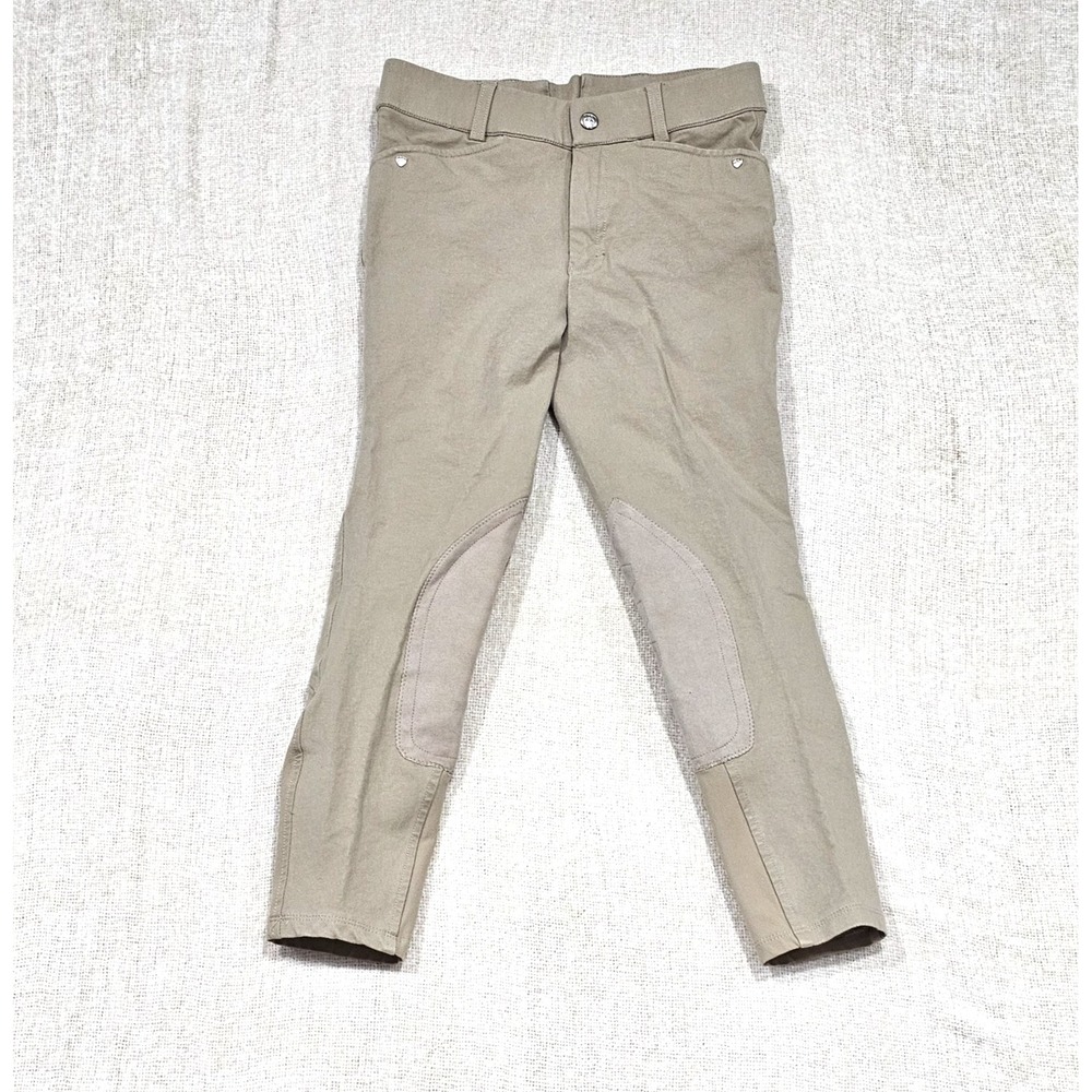 Ariat USA Equestrian Riding Pants Beige Stretch Knee Patch Size Youth 12R